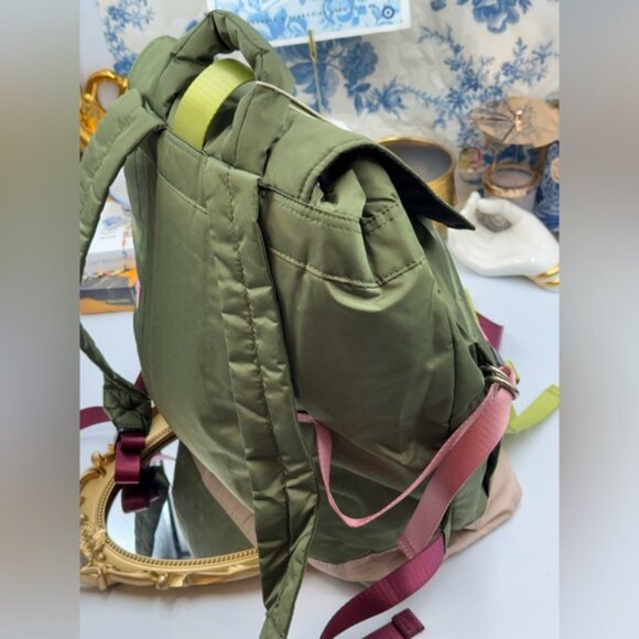 🆕 GANNI 🧿 NWT Recycled Tech Backpack, Kalamata Green & Purple/Pink - Picture 6 of 11